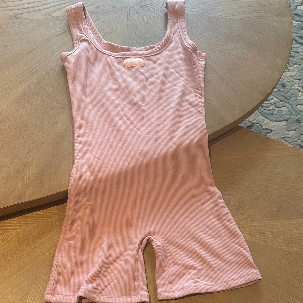 YoungLA Pink Ribbed Sleeveless gym Romper
